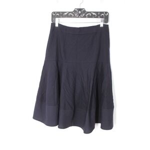 J Crew 8P Navy Blue Super 120s Wool Flare Skirt A5116